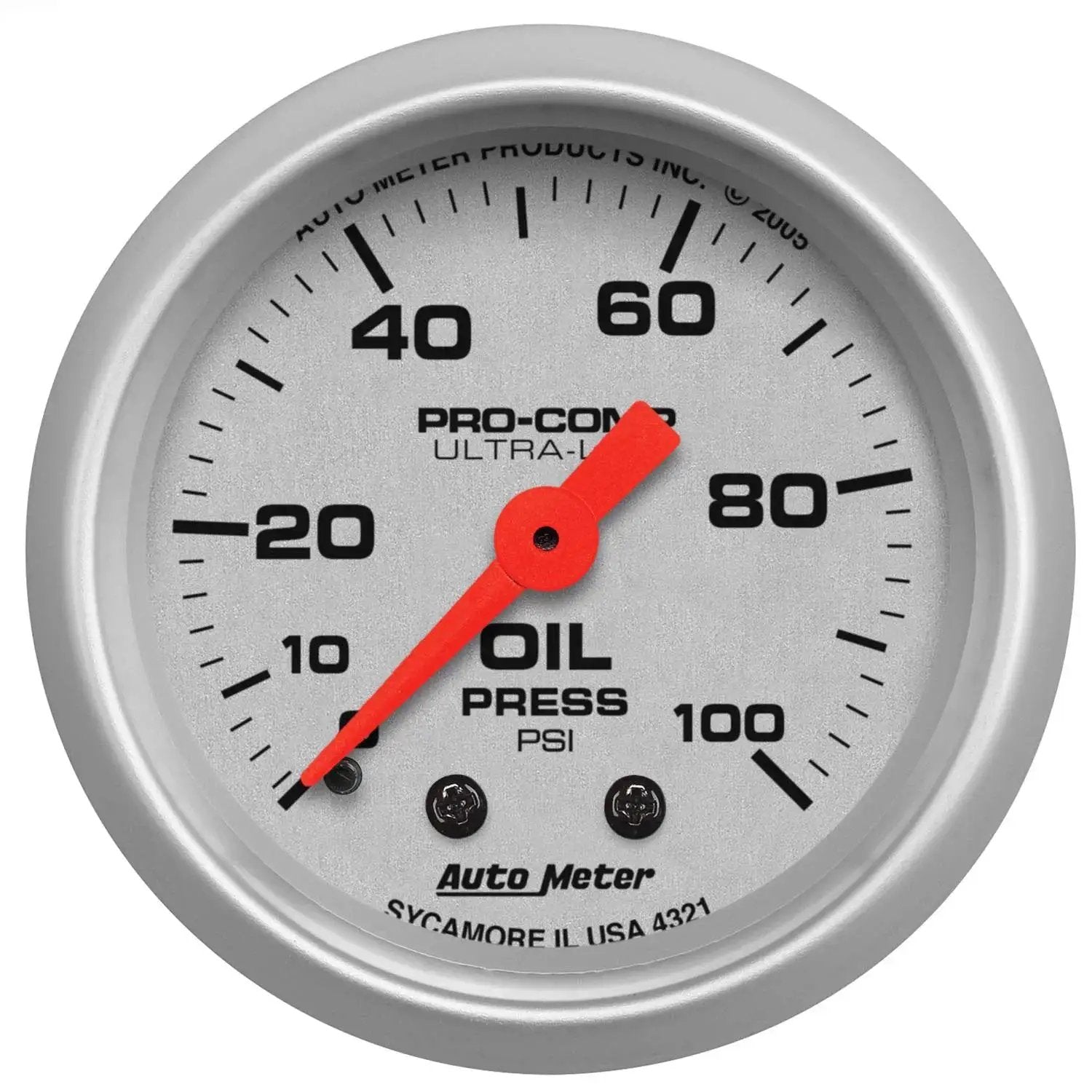 Ultra Lite Mechanical Oil Pressure Gauge 2.3125 Inch Regular With Incandescent Dial Lighting No Electrical System Required Race Proven Accuracy