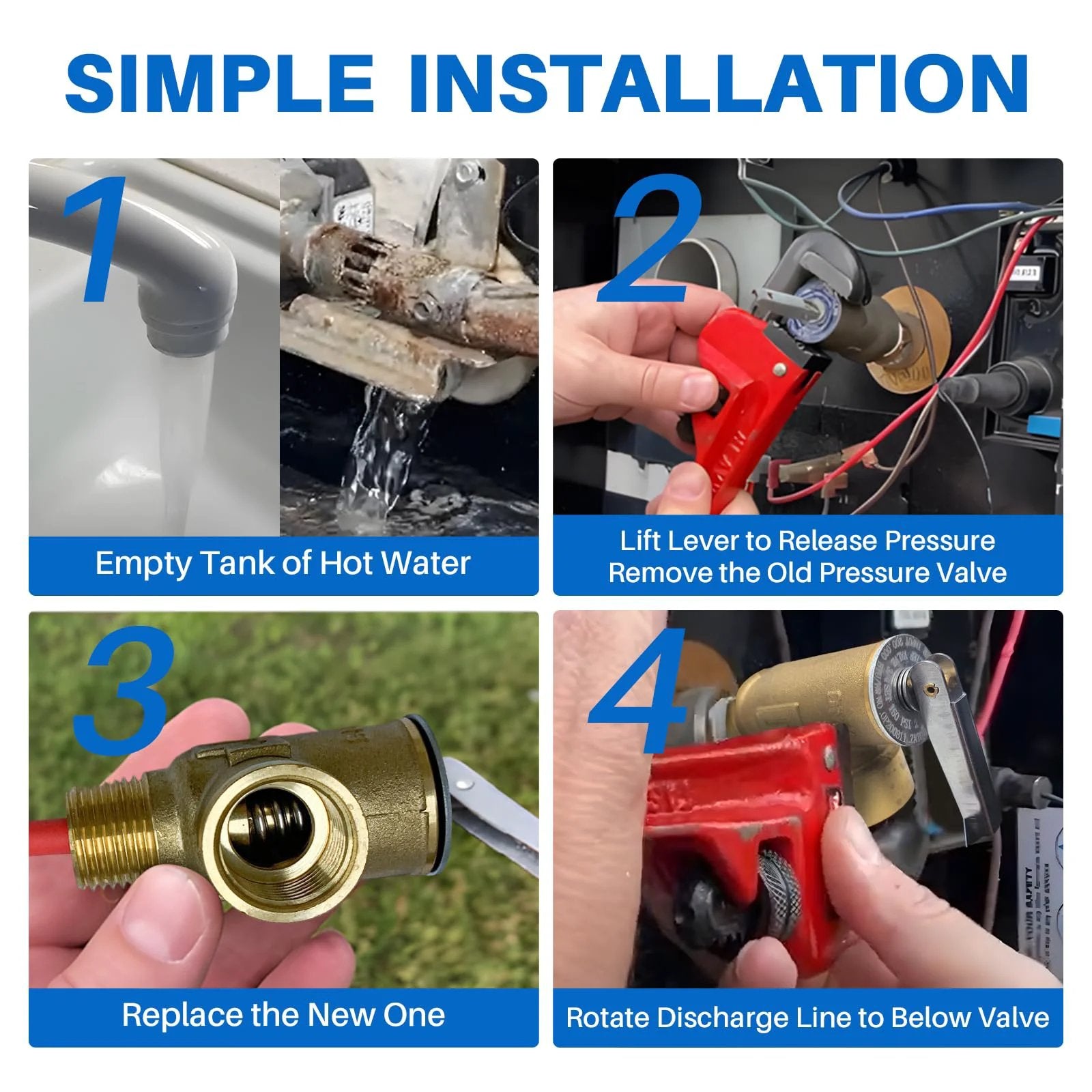 Installation steps for Beefed Up Heavy Duty One Half Inch NPT Temperature And Pressure Relief Valve For RV Water Heaters