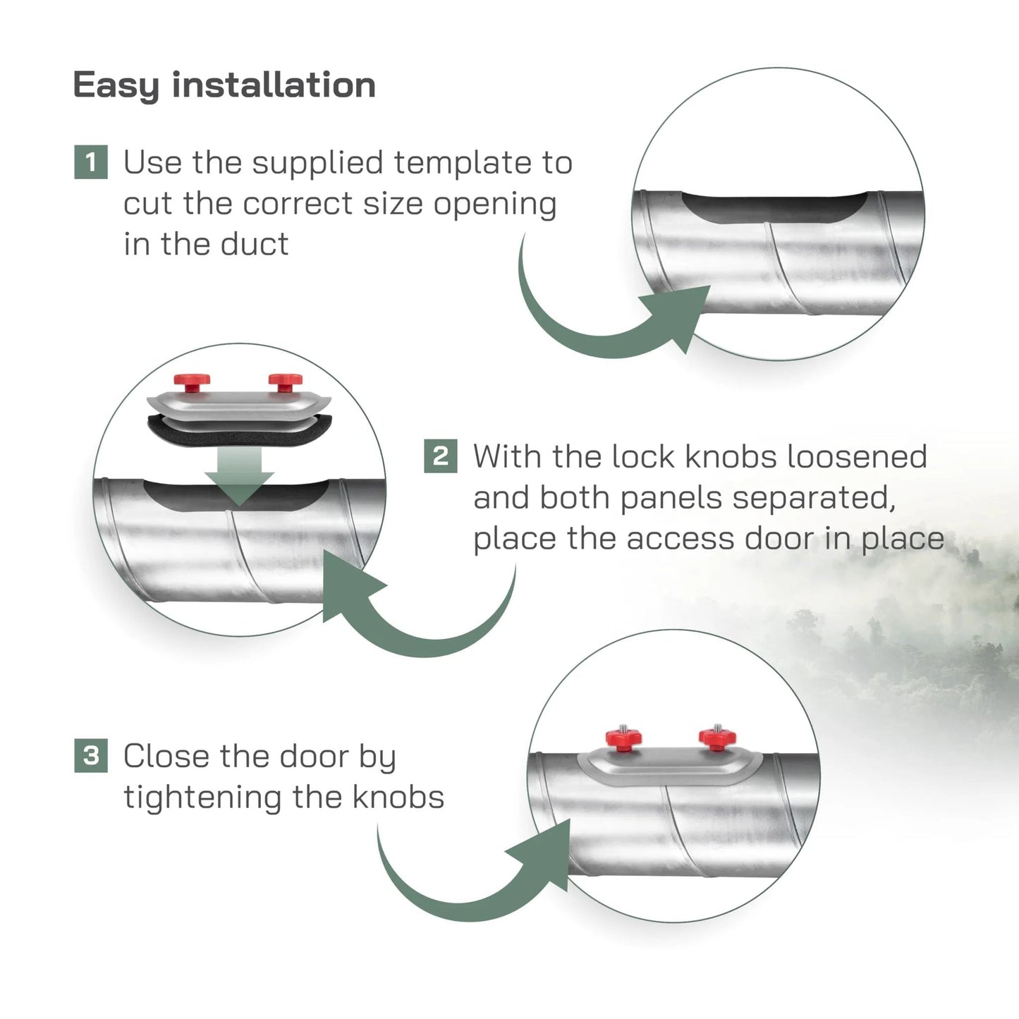 Installation guide for 4 Inch Round Duct Access Door With Rubber Gasket And Galvanized Steel Cover For Airtight Seal In Round Spiral Ducts 3.78 To 4.13 Inches No Fuss Maintenance Access EPDM Gasket Knob 7.08 By 3.15 Inch Panel
