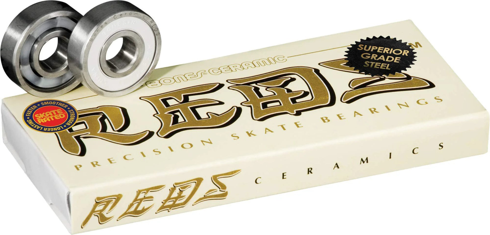 Ceramic Reds Skateboard Bearings 8 Pack With High Speed Silicon Nitride Balls And Non Contact Rubber Shield For Fast Smooth Spins