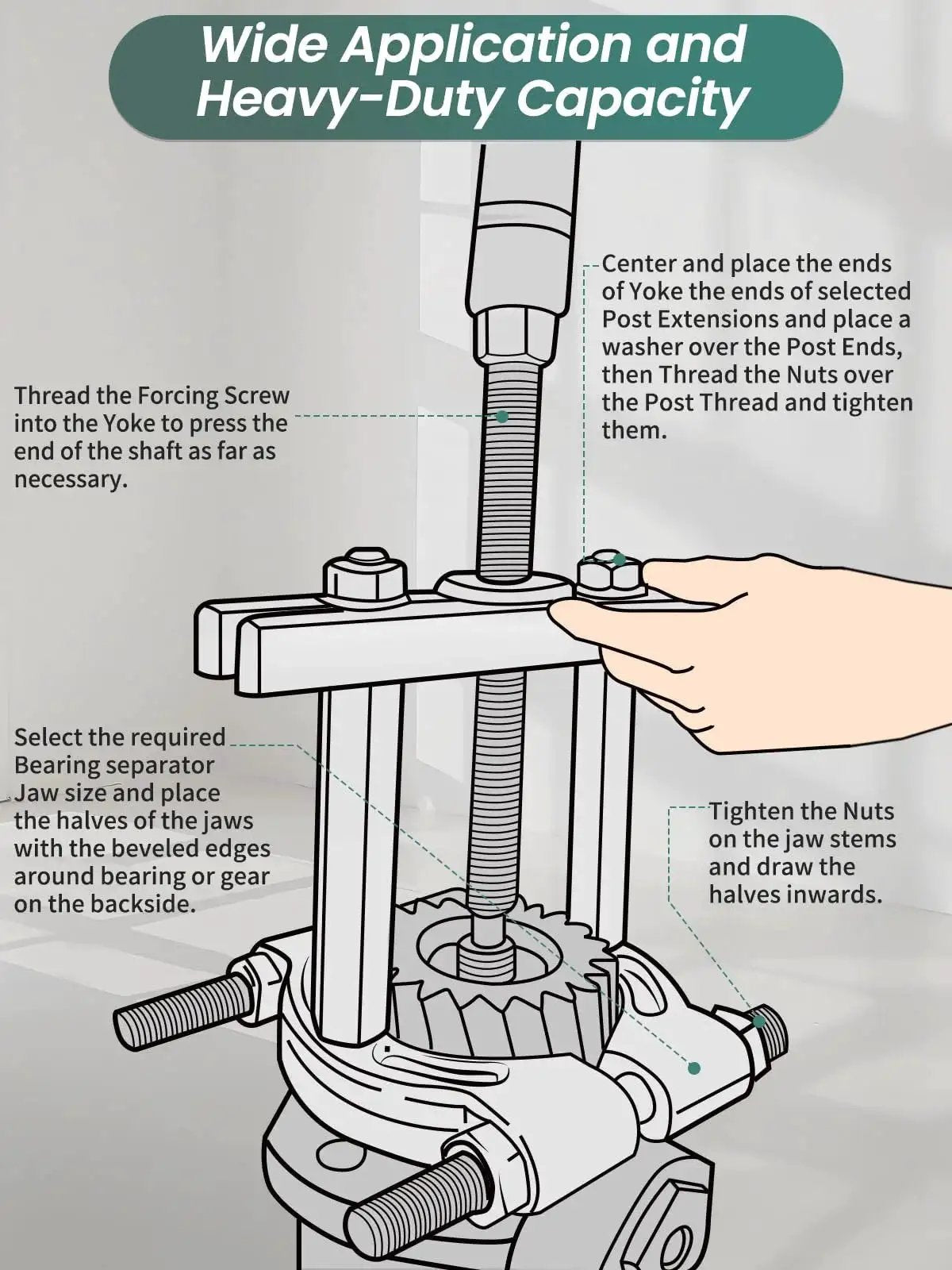 5 Ton Bearing Removal Puller Kit With 2 Inch And 3 Inch Jaws For Wheel Hub And Axle Bearing Separator in use