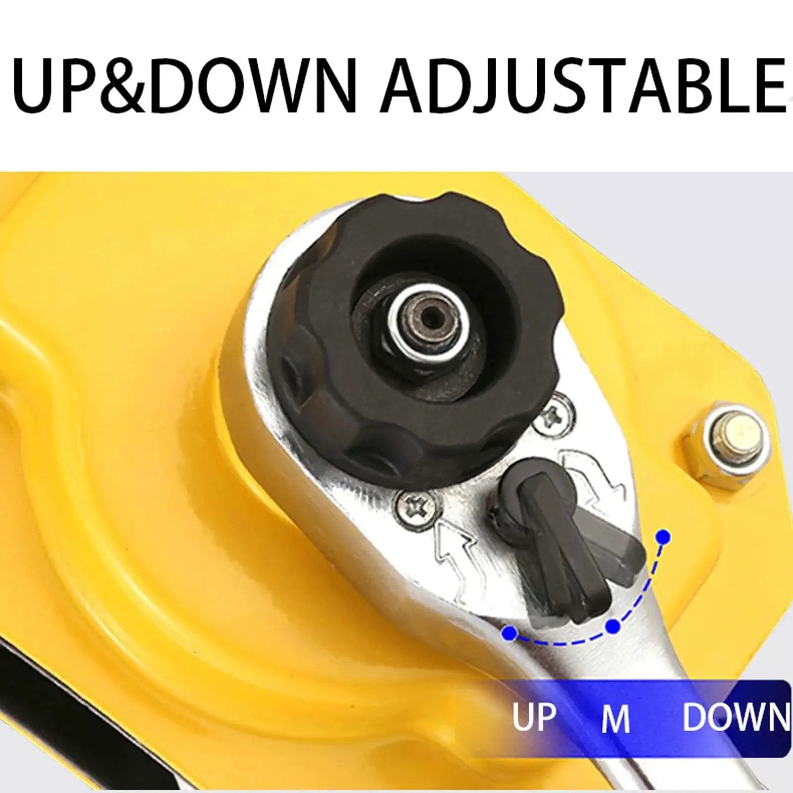 Close-up view of the adjustment knob on the Manual Lever Chain Hoist One Quarter Ton 20 Ft Come Along With G80 Chain