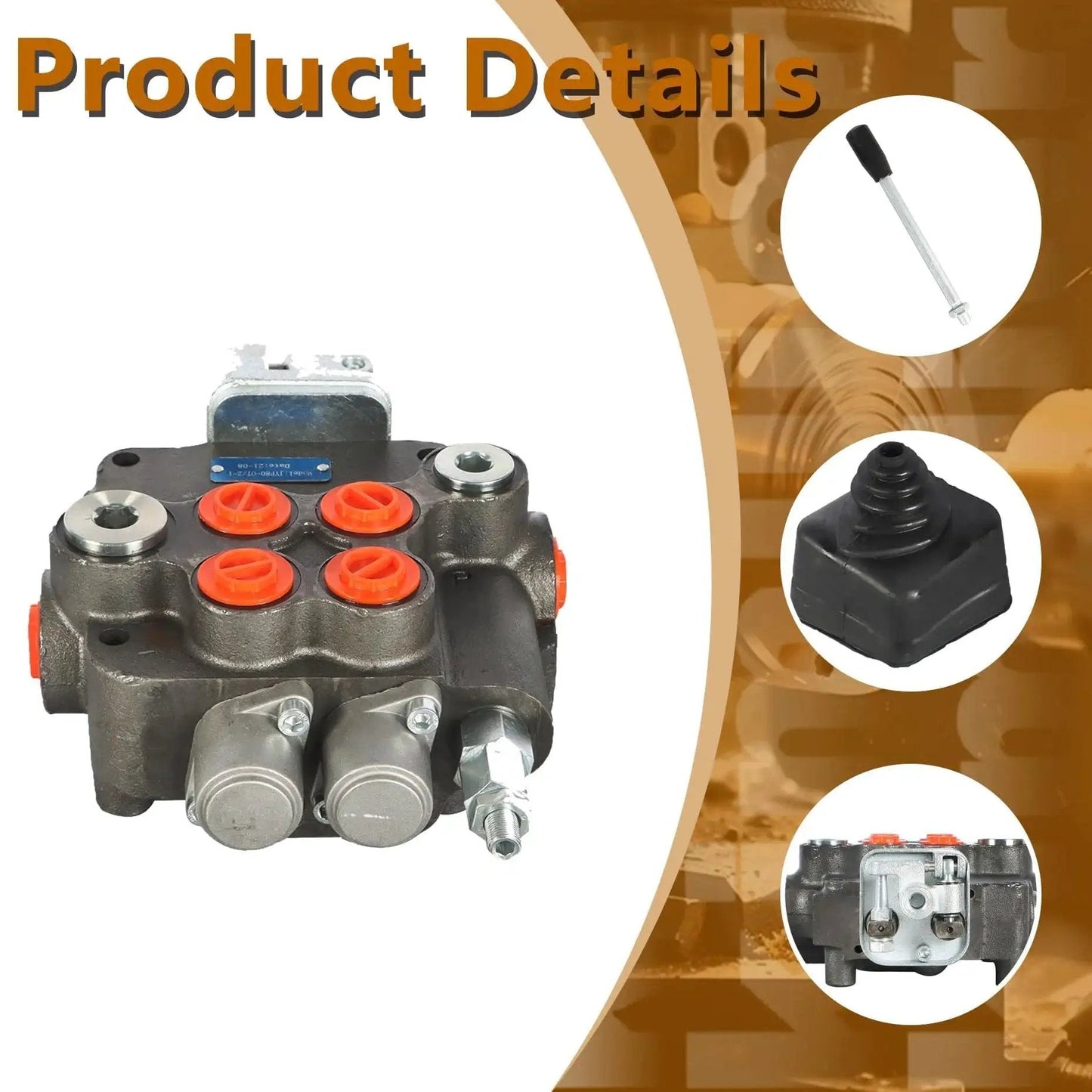 2 Spool Hydraulic Valve With Joystick Control for Heavy Equipment 21GPM Flow 3625PSI Relief Valve and Components