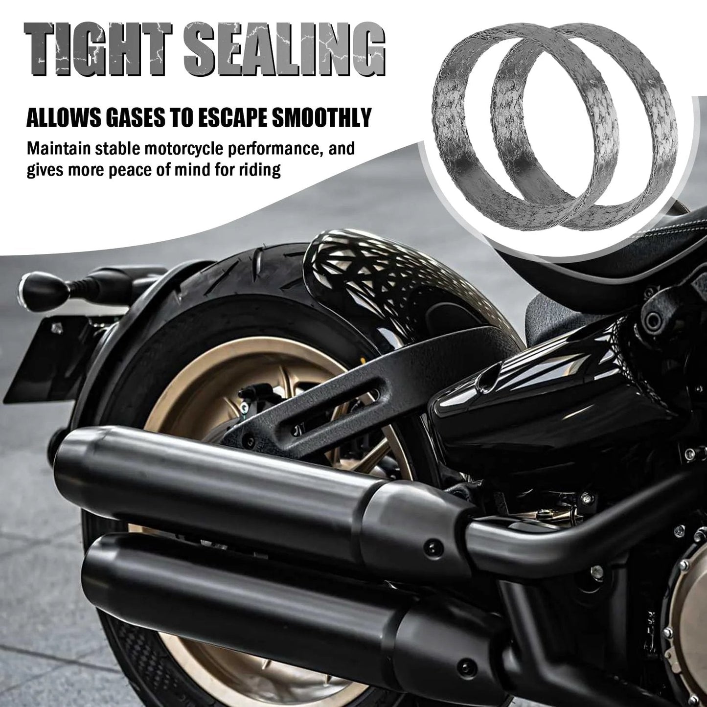 Two Piece Exhaust Gasket Set Graphite And Steel For Harley Softail Dyna Touring Sportster Models After 1984 motorcycle