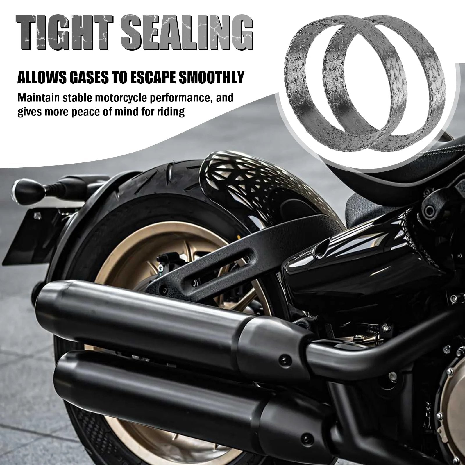 Two Piece Exhaust Gasket Set Graphite And Steel For Harley Softail Dyna Touring Sportster Models After 1984 motorcycle