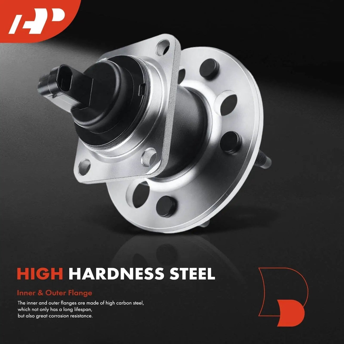 High hardness steel rear wheel hub bearing assembly with ABS, 5-lug rear left/right fits Buick Cadillac Chevrolet Pontiac 1991-2011 models.