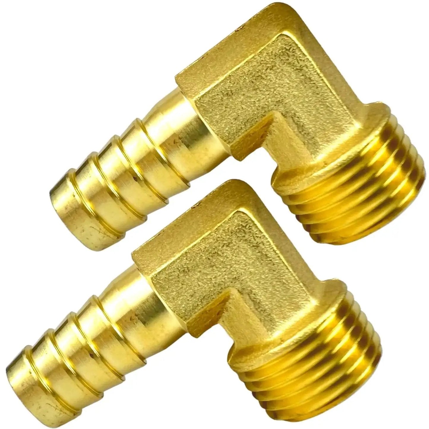 Durable Brass Hose Barbed Elbow Fitting 90 Degree 1/2 Inch Barb to 1/2 Inch NPT Male, 2 Pack, Leak Resistant
