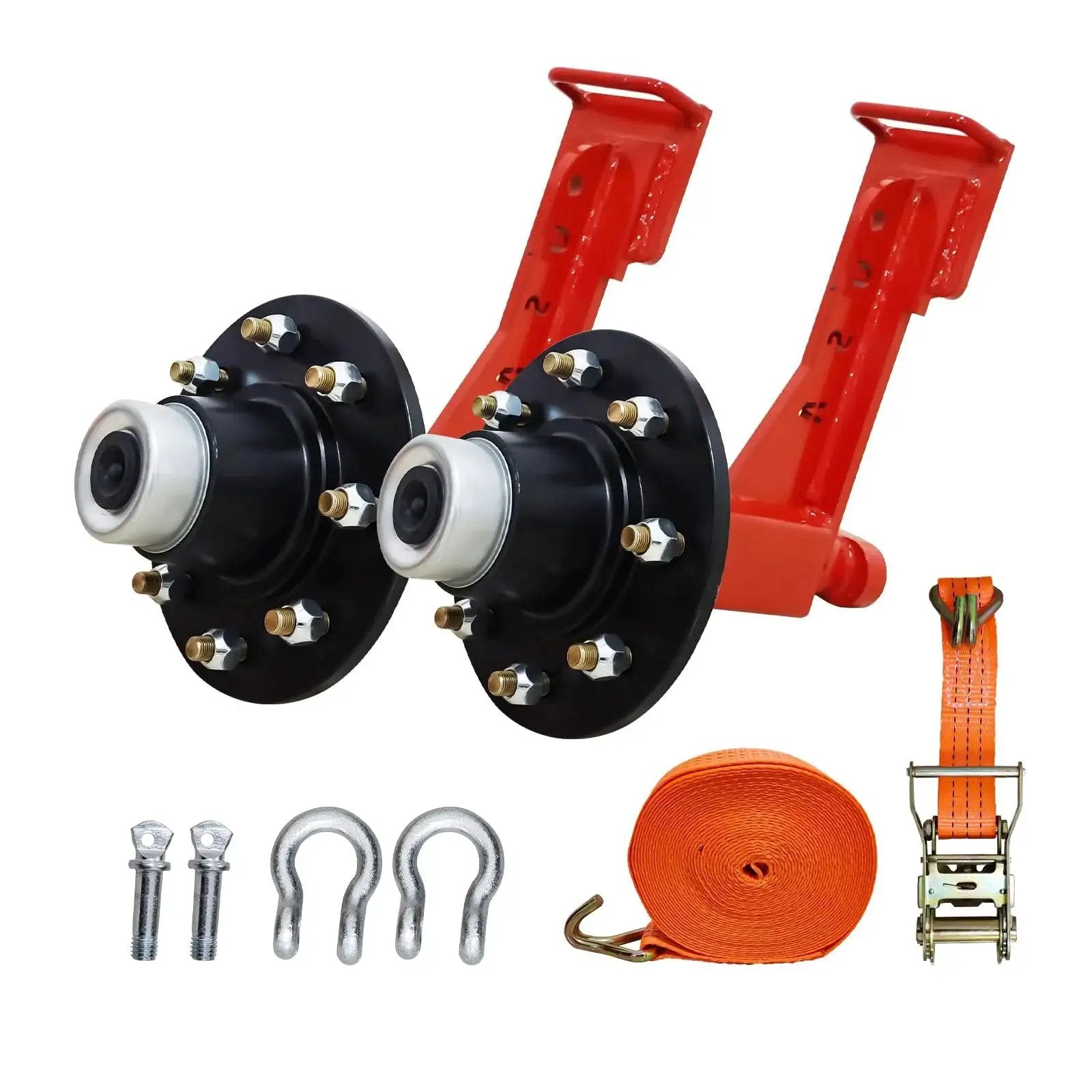Two Pack Shipping Container Wheels With Eight Lug Configuration And Axle Ratchet Tie Down System For Moving Empty 20 To 40 Foot Marine Containers