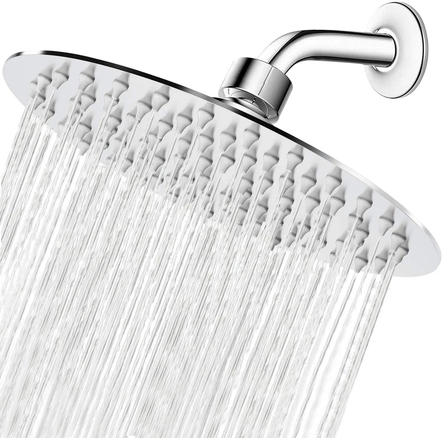 Ultra Thin 8 Inch Stainless Steel Rain Shower Head With High Flow Pressure Boost and Dope Chrome Finish Luxury Designer Rainfall Showerhead
