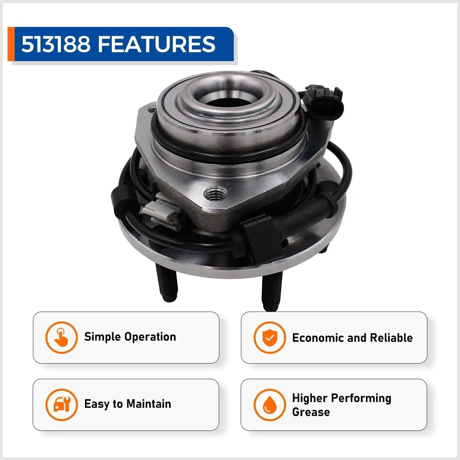 Front Wheel Hub Bearing Assembly 6 Lug With ABS Direct Fit Replacement For 02-09 Chevy Trailblazer And GMC Envoy
