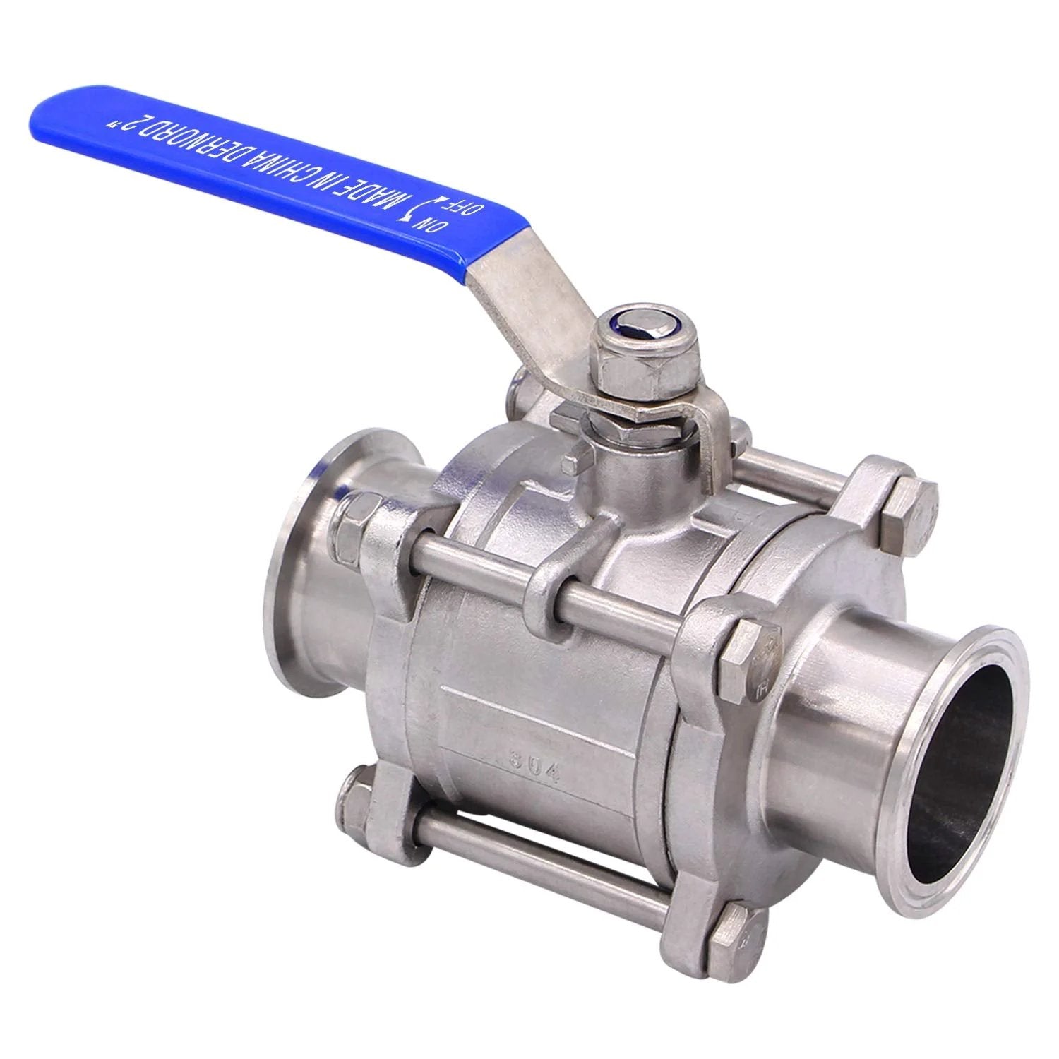 Sanitary Ball Valve 2 Inch Tube OD Quick Clamp Tri Clamp Fitting Stainless Steel 304 PTFE Lined Two Way and Three Piece