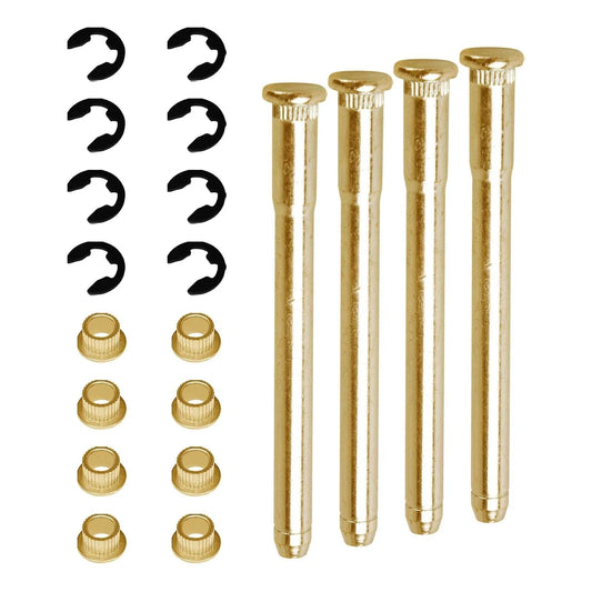 4 Piece Door Hinge Pins And Bushings Kit For Ford F100 F150 F250 F350 And Bronco 1980 1985 And 1996 Models, Galvanized Steel With Gold Finish
