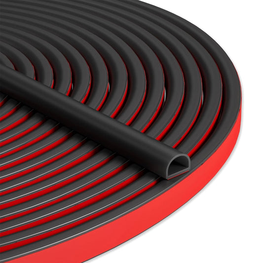 20Ft Self Adhesive Weather Stripping Door Seal Kit With Silicone D Shaped Strip For Doors And Windows, roll view