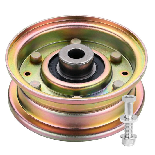 Replacement Idler Pulley 756-04224 756-0981 756-0981A 756-0981B Flat Belt Tensioner, metal, 3/8 inch bore, for lawn mowers and snow blowers.