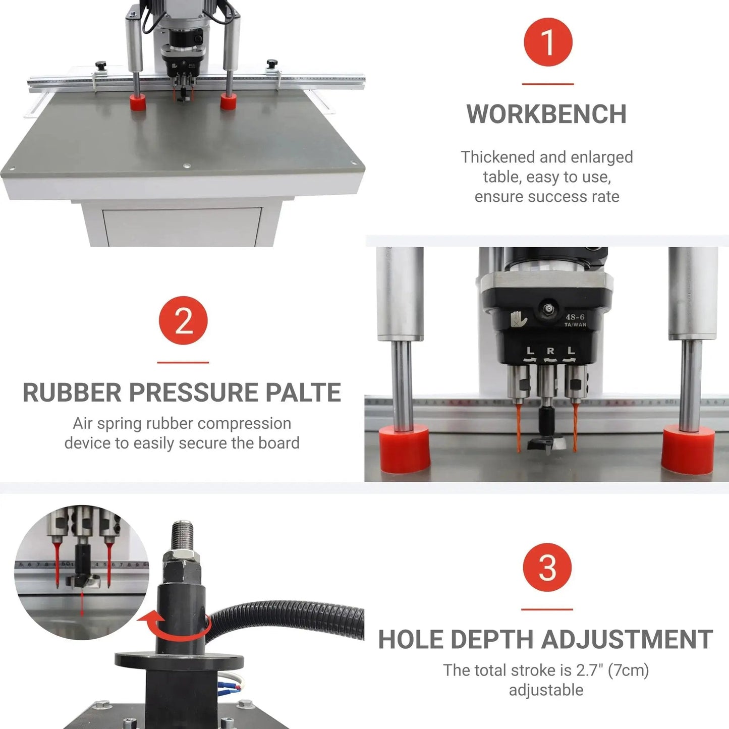 Pro Grade Pneumatic Hinge Drilling Machine For Furniture And Cabinet Installations 110V upward punching workbench and controls