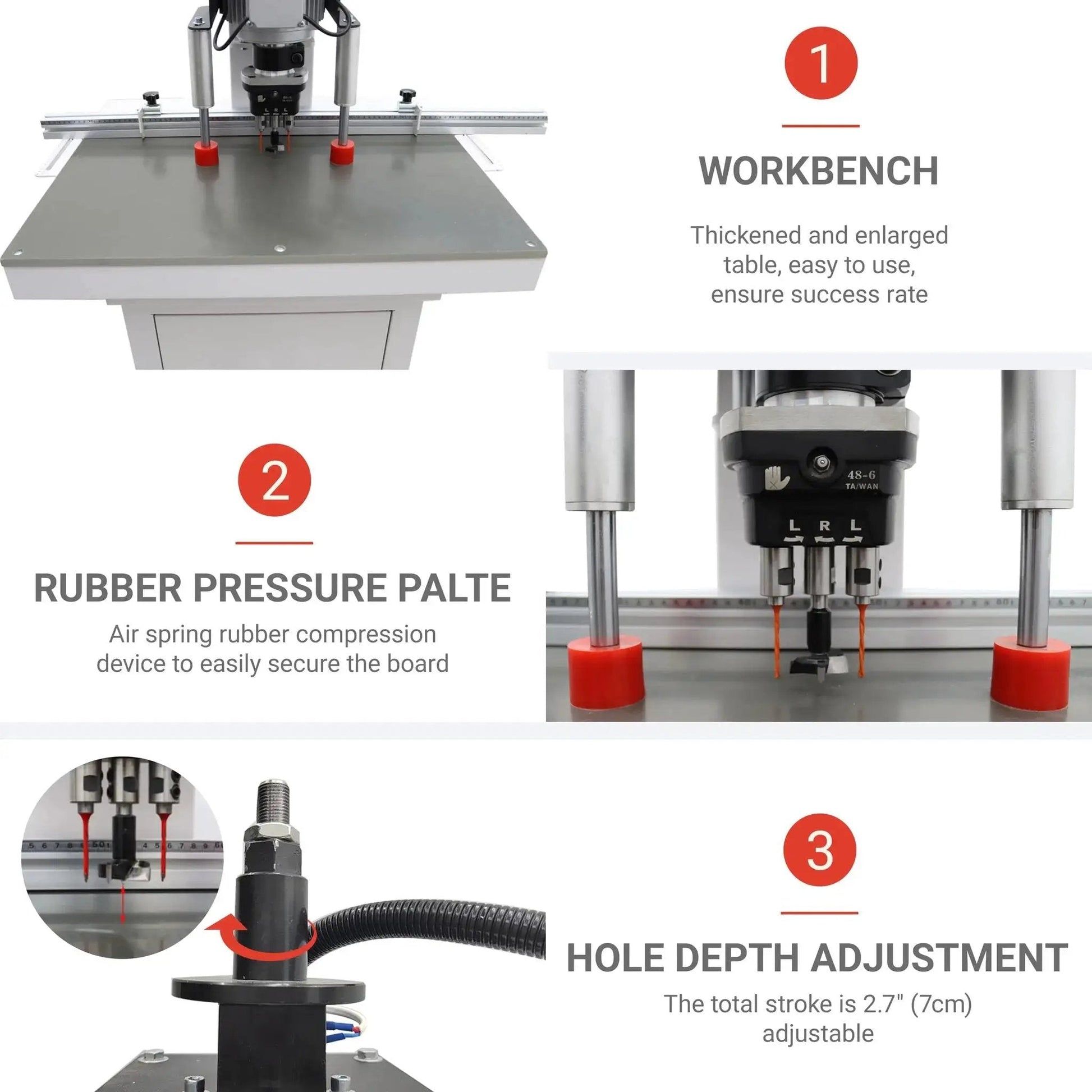 Pro Grade Pneumatic Hinge Drilling Machine For Furniture And Cabinet Installations 110V upward punching workbench and controls