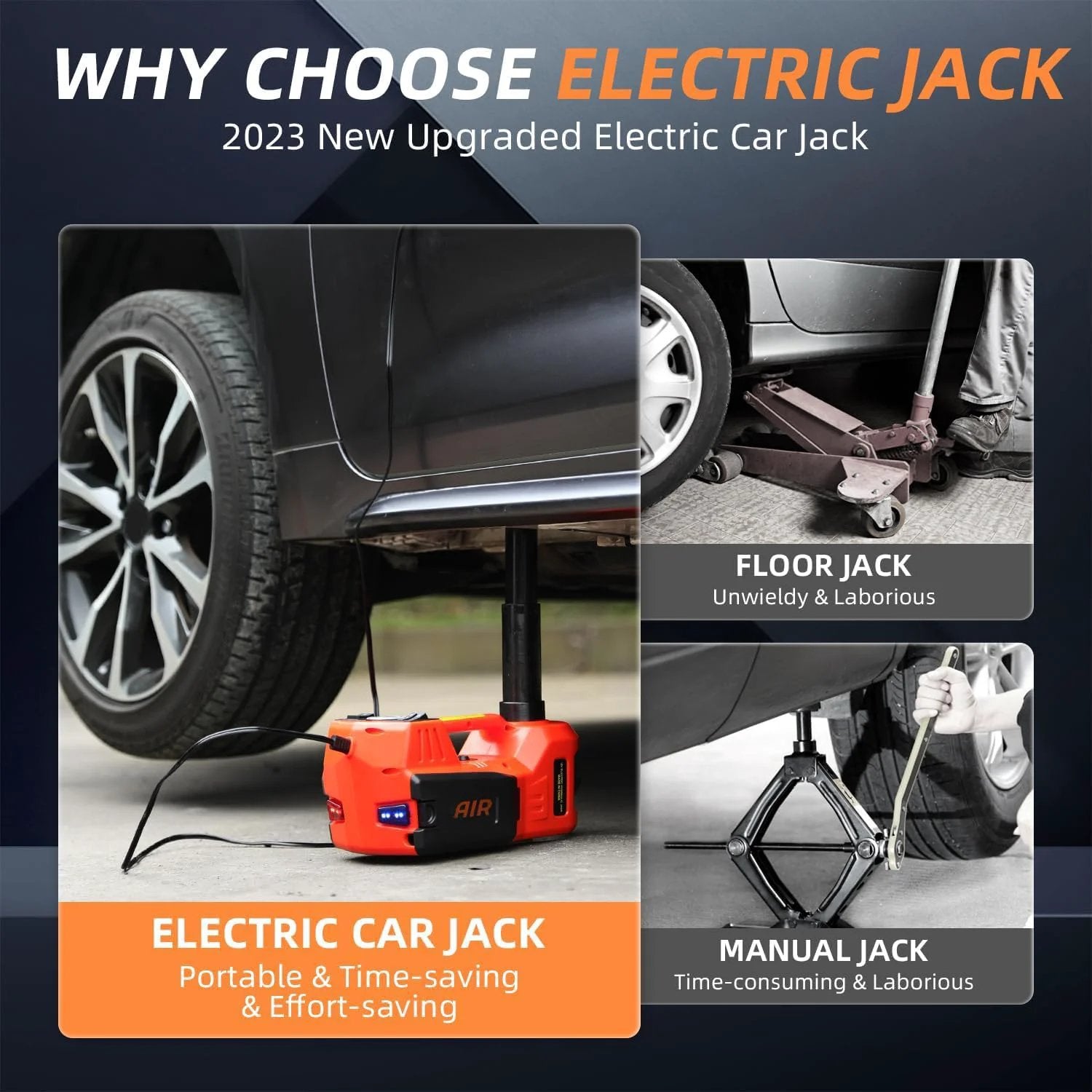 Powerful 5Ton Electric Car Jack With Quick Hydraulic Lift Portable 12V Floor Jack Tire Inflator LED Light And Full Accessory Kit For Cars SUVs And Trucks
