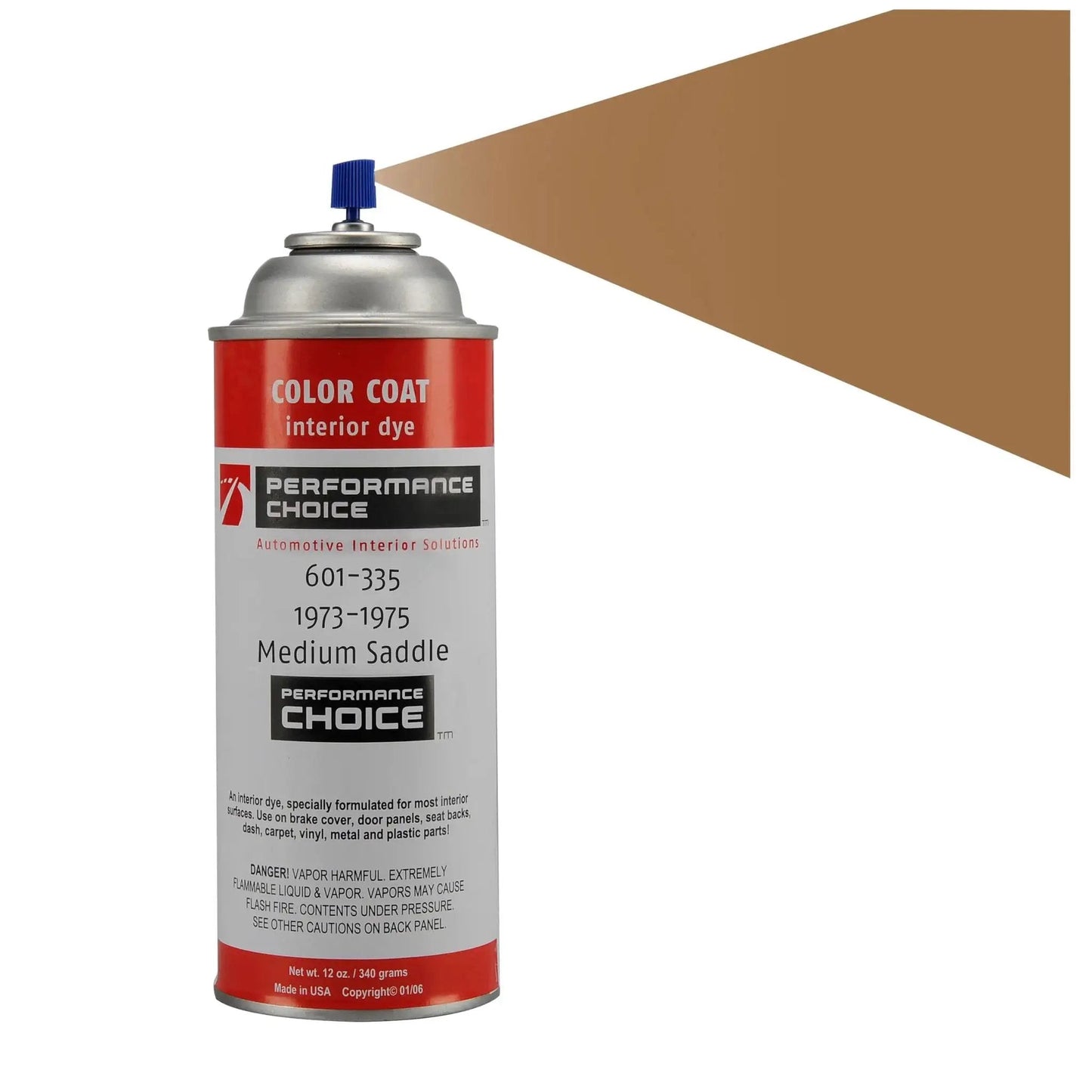 Medium Saddle Interior Spray For 1973 1975 Corvette C3 Vinyl Trim 12oz can with color swatch