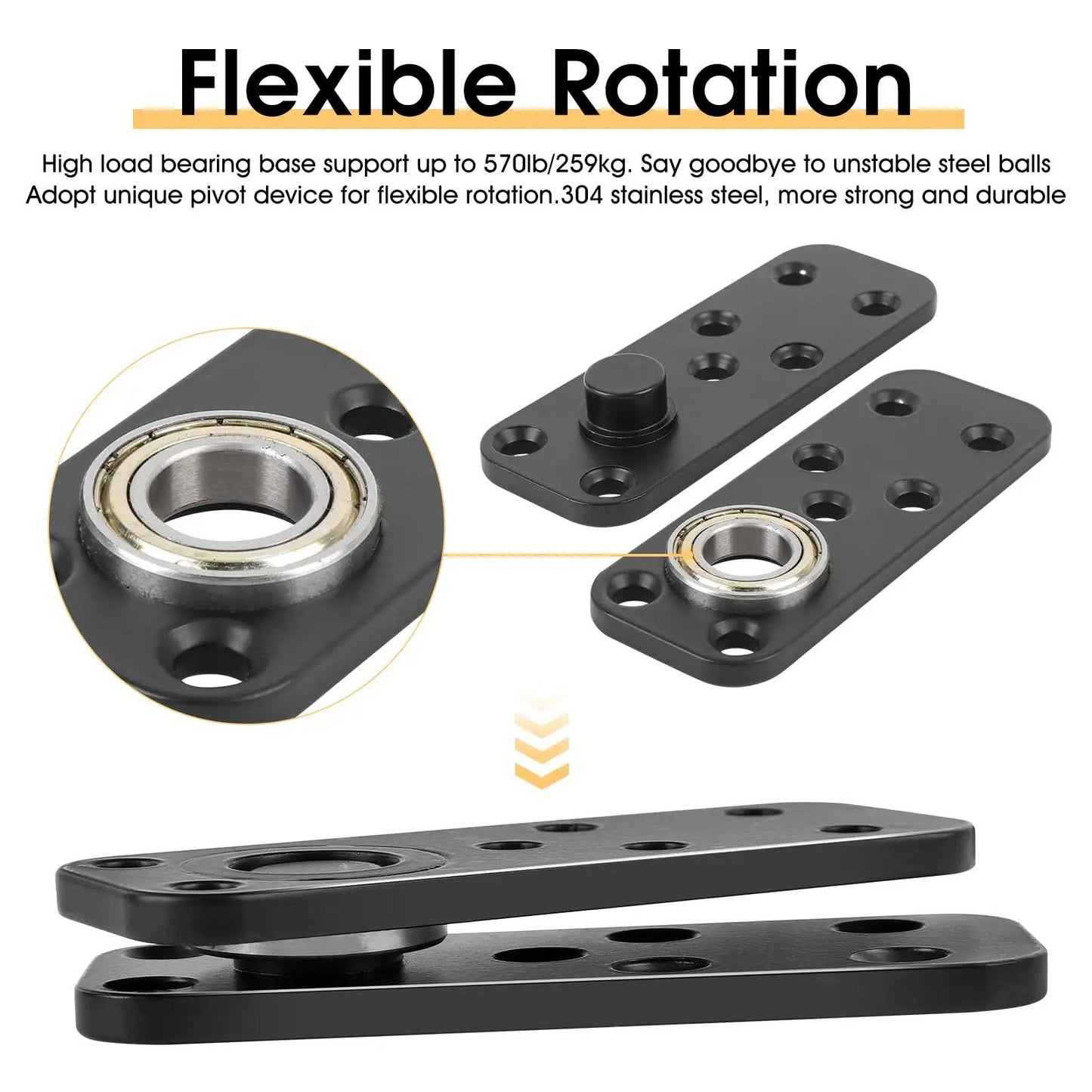 Hidden Pivot Door Hinge Kit Black 360 Degree Swing Hinges Heavy Duty 570 Lbs Load Bearing in black brushed finish