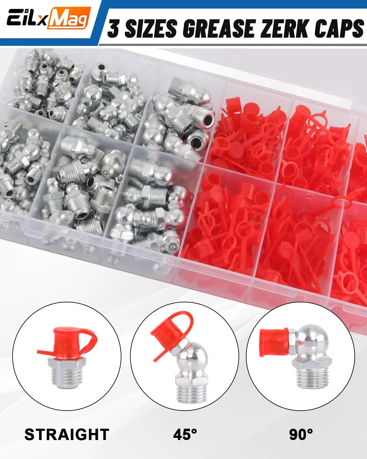 Grease Fittings Assortment Kit 435 Pcs SAE and Metric Zerk Fittings With One Quarter Inch One Eighth Inch M6 M8 M10