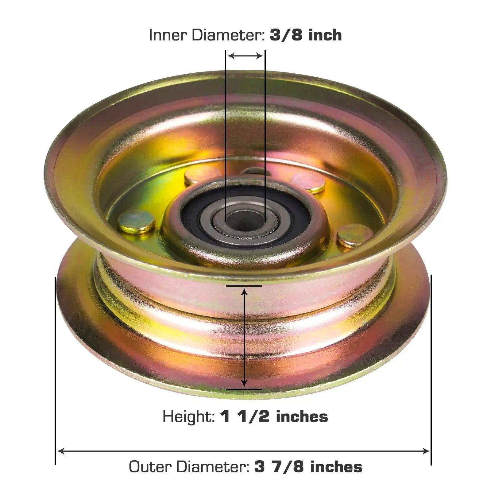 Flat Idler Pulley Replacement For Husqvarna Ariens Craftsman AYP Lawn Mowers with dimensions for installation.