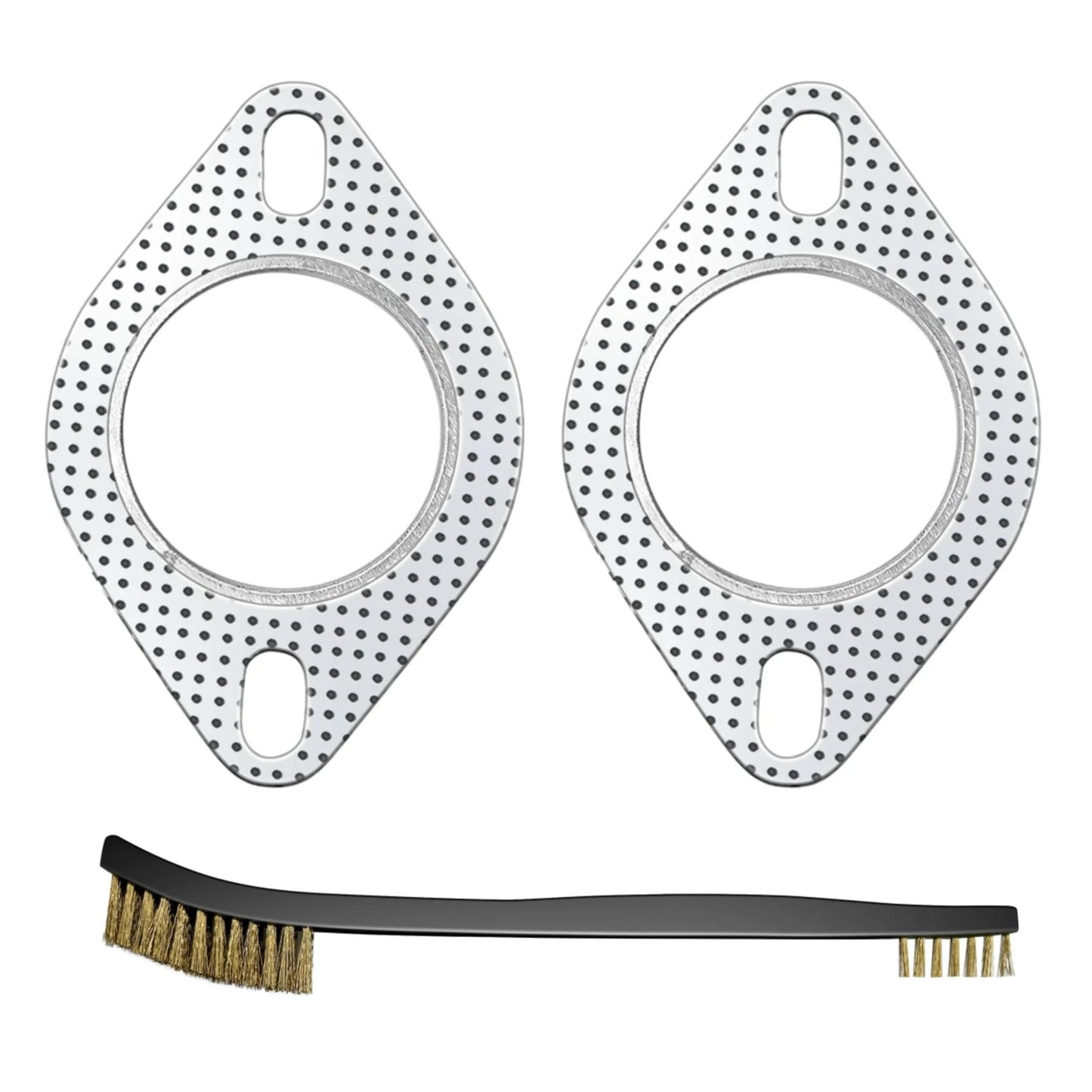 2.25 Inch Exhaust Flange Gasket Set With 58mm Inner Diameter, 2-Bolt Fit, High Temperature Graphite With Fire Ring, 2 Pack For Muffler Manifold Collector Systems, Durable Heat Resistant Sealing Gaskets For Cars And Trucks