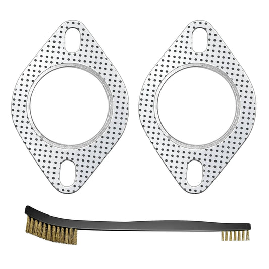 2.25 Inch Exhaust Flange Gasket Set With 58mm Inner Diameter, 2-Bolt Fit, High Temperature Graphite With Fire Ring, 2 Pack For Muffler Manifold Collector Systems, Durable Heat Resistant Sealing Gaskets For Cars And Trucks