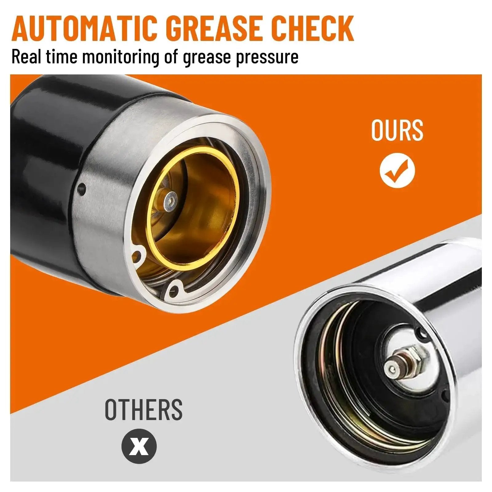 Comparison of our and others' 1.98 Inch Trailer Wheel Bearing Protectors Kit With Chromed Stainless Steel Dust Cap And Auto Grease Check