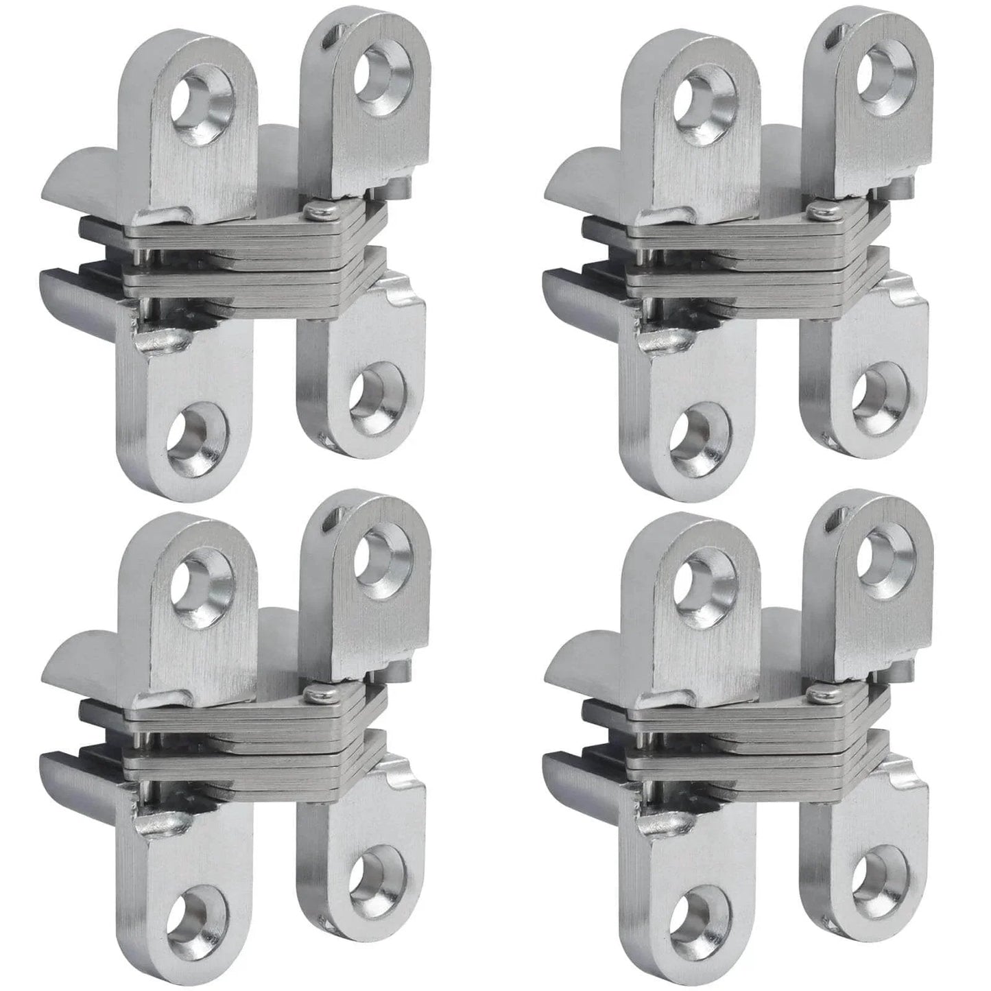 4 Pack Hidden Hinges, 1.77 Inch Stainless Steel Cross Invisible Swing Hinges, 180 Degree Concealed Cross Hinge For Kitchen Cabinet Doors, Suitable For 18mm Thick Doors, Includes Sixteen 4x16mm Screws