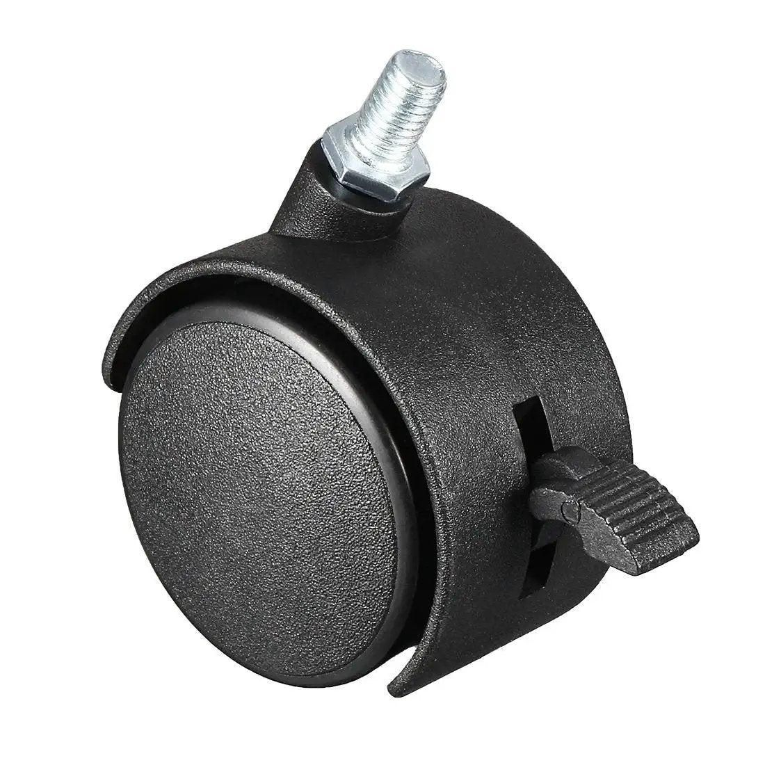 2 Inch Nylon Swivel Casters With Brake Twin Wheel Set For 360 Degree Rotation M10 By 15mm Threaded Stem Close-up