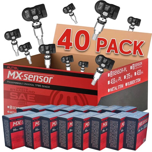 2-In-1 Press-In TPMS Sensor Kit With 40 MX Sensors For 315MHz And 433MHz Dual Frequencies OE Level Replacement With Metal Valves Plug-N-Play Pre Programmed Via TS408S TS508WF TS601 TS900 ITS600 MS906TS By Autel