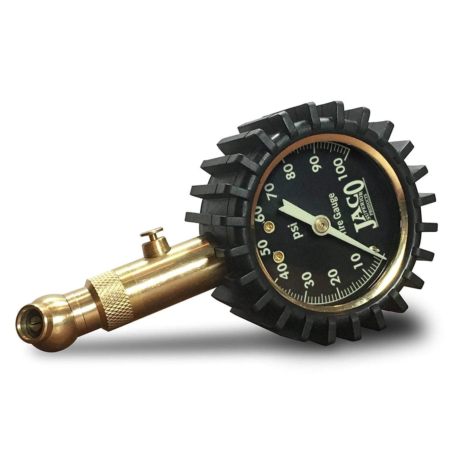 Professional Grade Tire Pressure Gauge With 100 PSI Reading, Mechanic Recommended, Calibrated To ANSI B40.1 Standards 1.5 Percent Variation, Brass Design