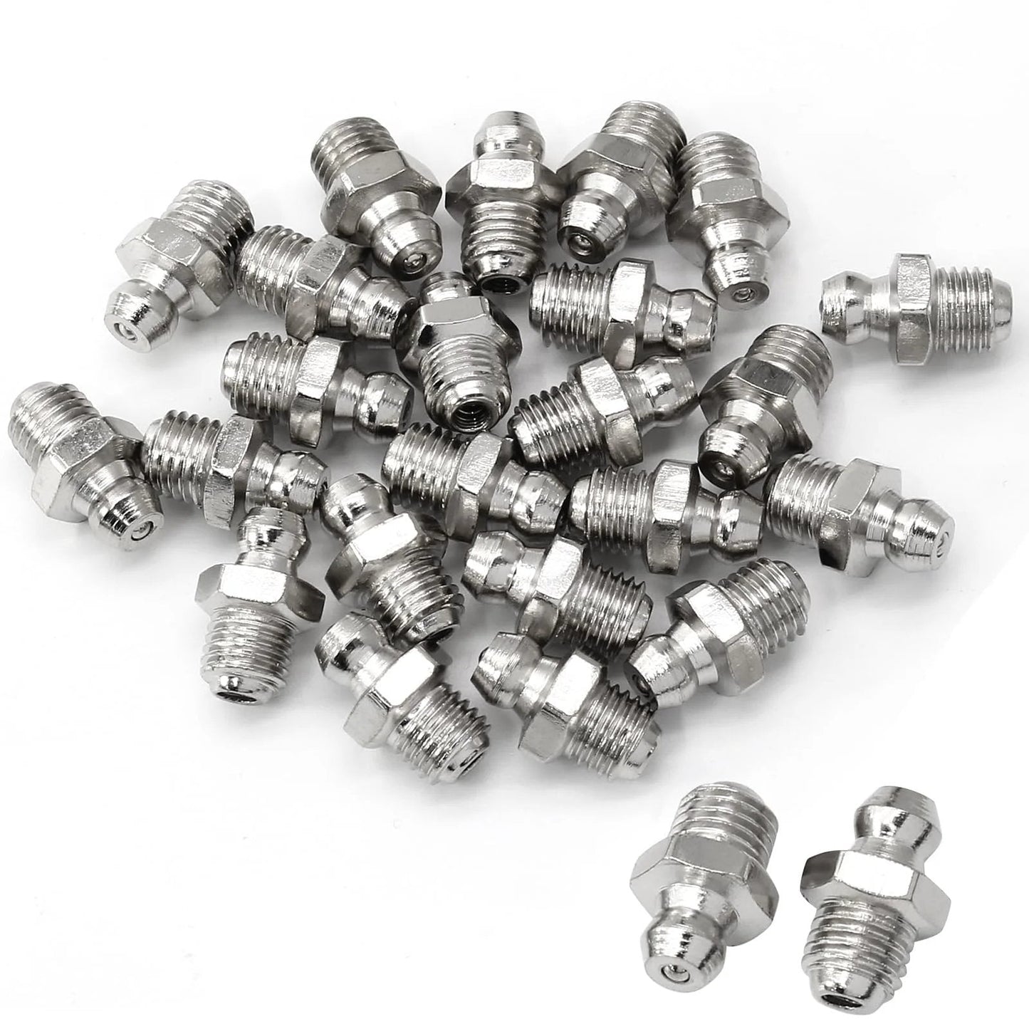 25 Piece Heavy Duty Grease Fittings Assortment Kit For Excavators 8mm By 1mm M8 Male Thread Straight Zerks Nipple Nozzles