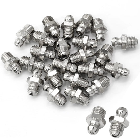 25 Piece Heavy Duty Grease Fittings Assortment Kit For Excavators 8mm By 1mm M8 Male Thread Straight Zerks Nipple Nozzles