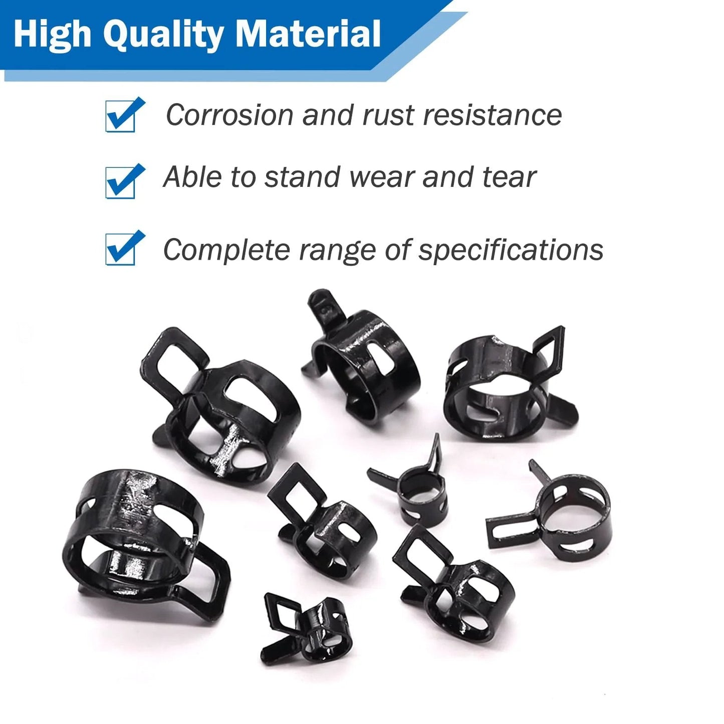 80 Pcs Silicone Vacuum Hose Clamps Set Spring Band Hose Clamps For Low Pressure Air Lines With Diameters 7mm-18mm, Durable 65Mn Steel
