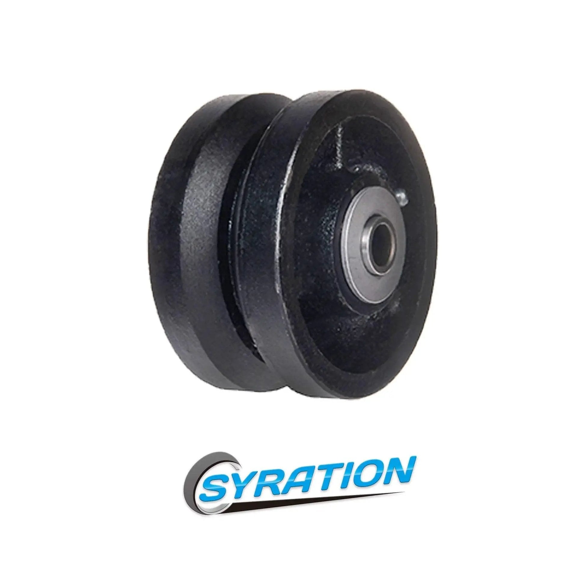 Beefy Workhorse Heavy Duty Cast Iron V Groove Caster Wheels With Straight Roller Bearing, 4 Inch Diameter, product image