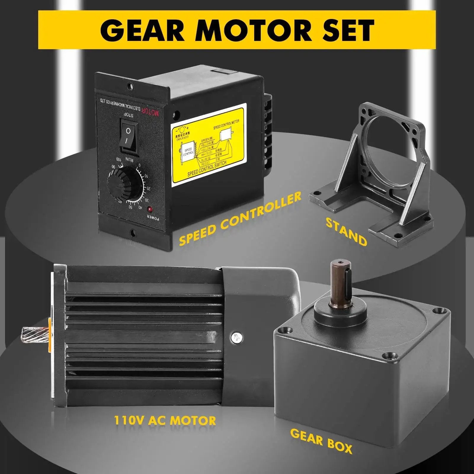 Heavy Duty 250W Variable Speed AC Motor With Gearbox And Bracket For Industry Robotics Automotive And Production Lines