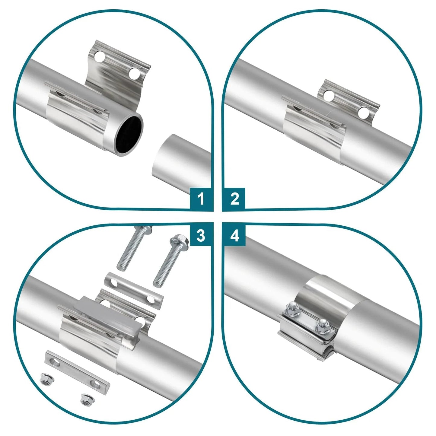 Premium 2.5 Inch Exhaust Clamp Kit With 304 Stainless Steel Muffler Band Clamps For Pipes Rust Proof And Corrosion Resistant