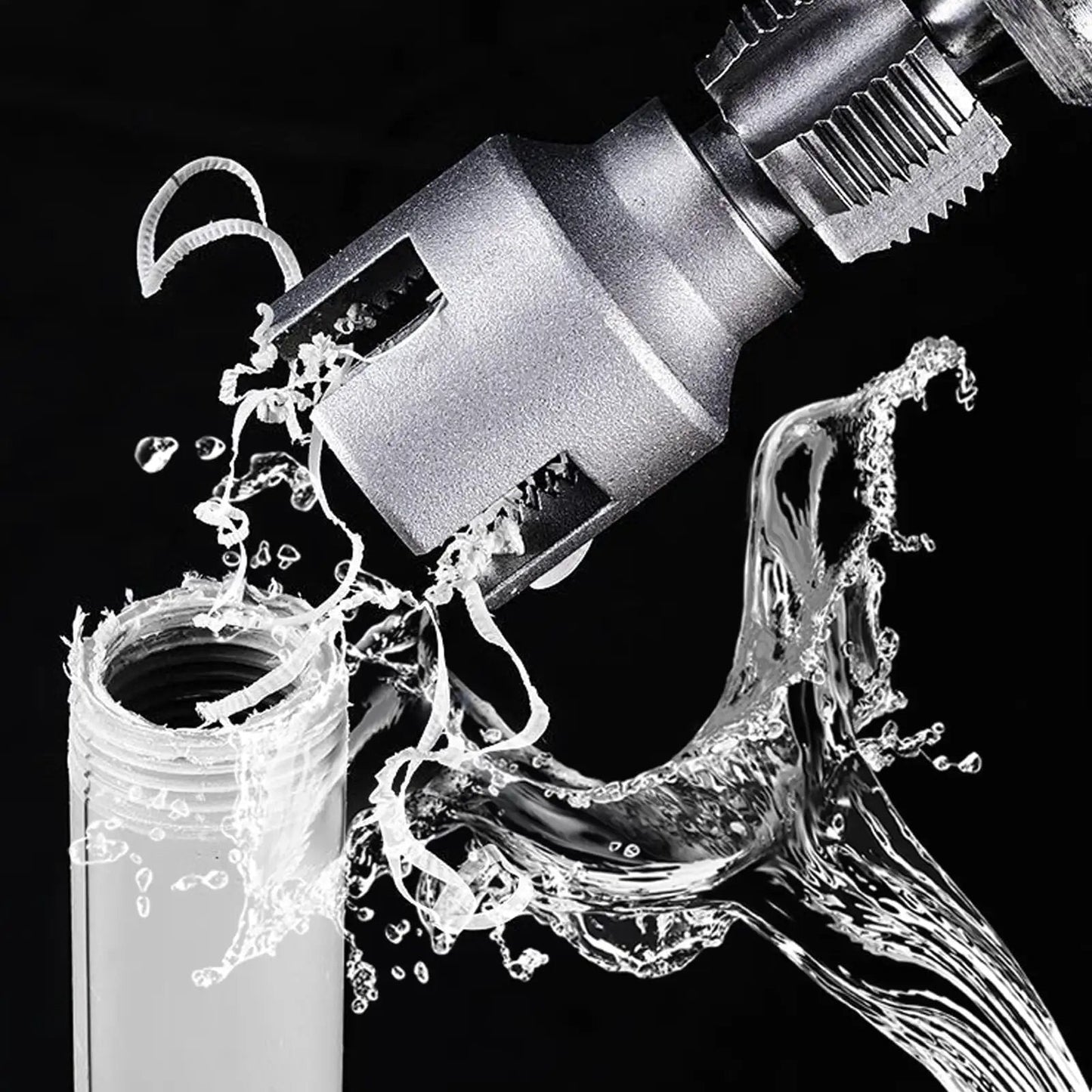 2 In 1 Internal And External Pipe Threading Tool For One Half And Three Quarter Inch PVC Pipe, Electric Drill Compatible Pipe Threader Kit in action