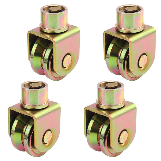 4 Pack 2.5 Inch Sliding Gate Wheels With 360 Degree Rotational Stem And V Groove Caster For Foldable Gates, Heavy Duty 2640 Lbs Total Capacity (660 Lbs Per Wheel) Ideal For Industrial And Residential Gate Installations