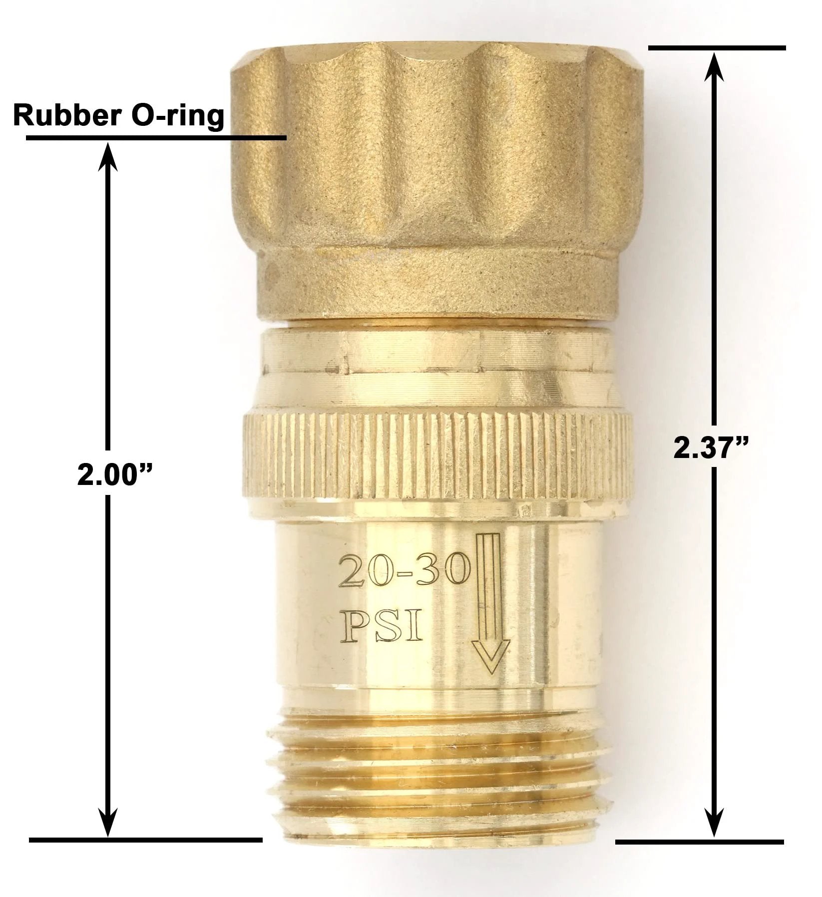 Lead Free Brass Water Pressure Regulator For Drip Irrigation Systems Three Quarter Inch Hose Thread Ensures 20 To 30 PSI Output