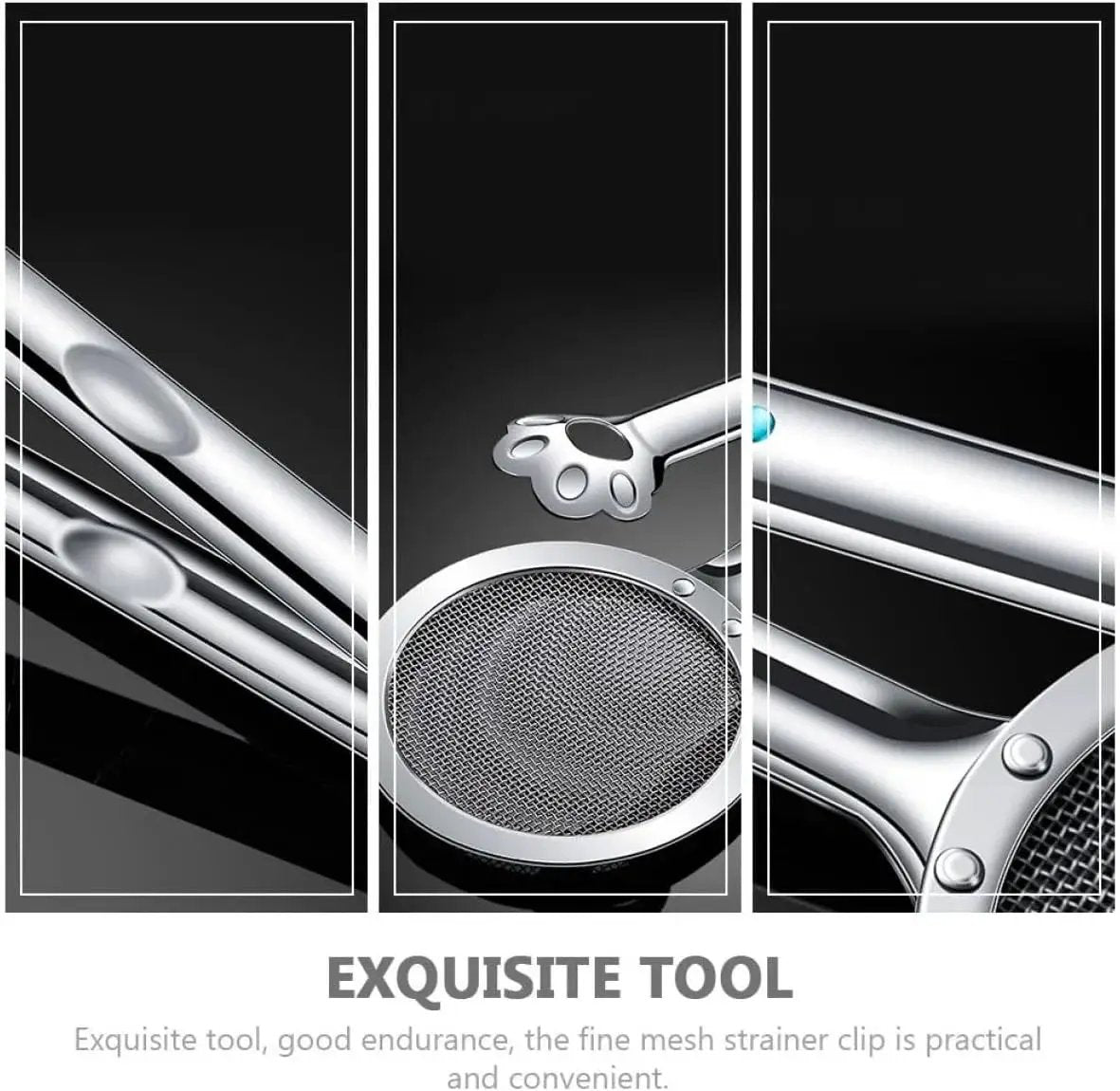 Close-up of Stainless Steel Oil Strainer Spoon and Frying Oil Filter Clamp with 304 Claw Design for Kitchen Use