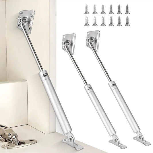 Heavy Duty Gas Struts 150N 33LBS For Drop Down Doors And Loft Hatch Soft Close Pneumatic Lift Spring shown installed in cabinet