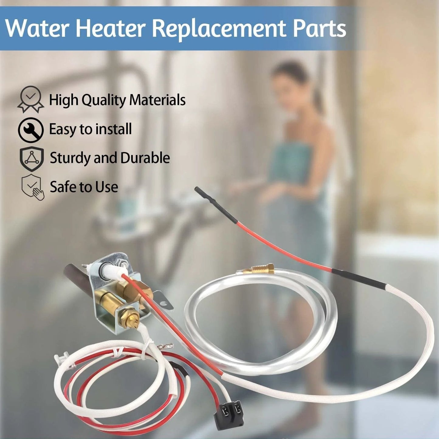 Water Heater Pilot Assembly Replacement Parts For Whirlpool 300 And 301 Series, Easy Install Kit with wires and connector