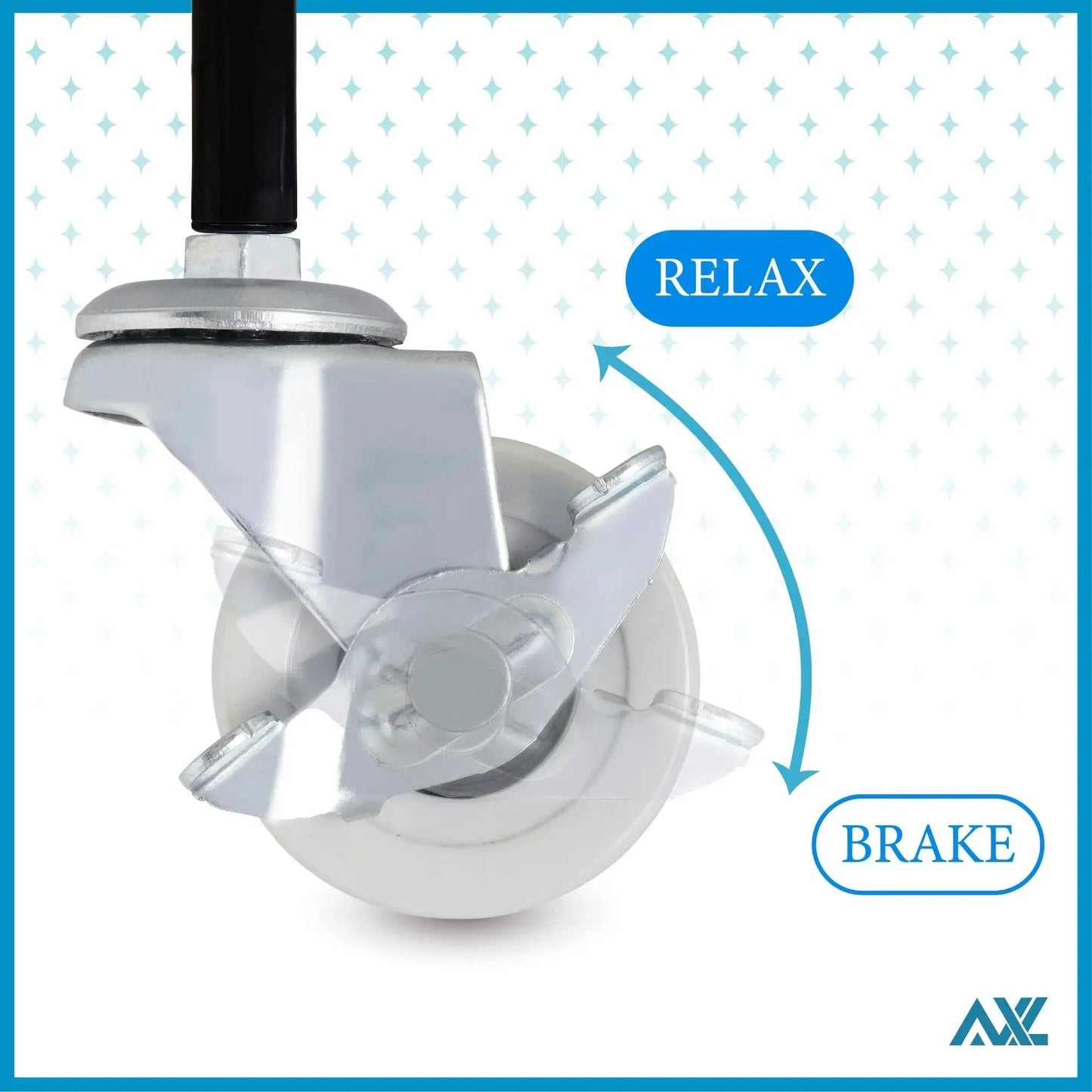 M8x15mm Threaded Stem Caster Wheels 2 Inch Heavy Duty Swivel Casters With Brakes Close-up Side View