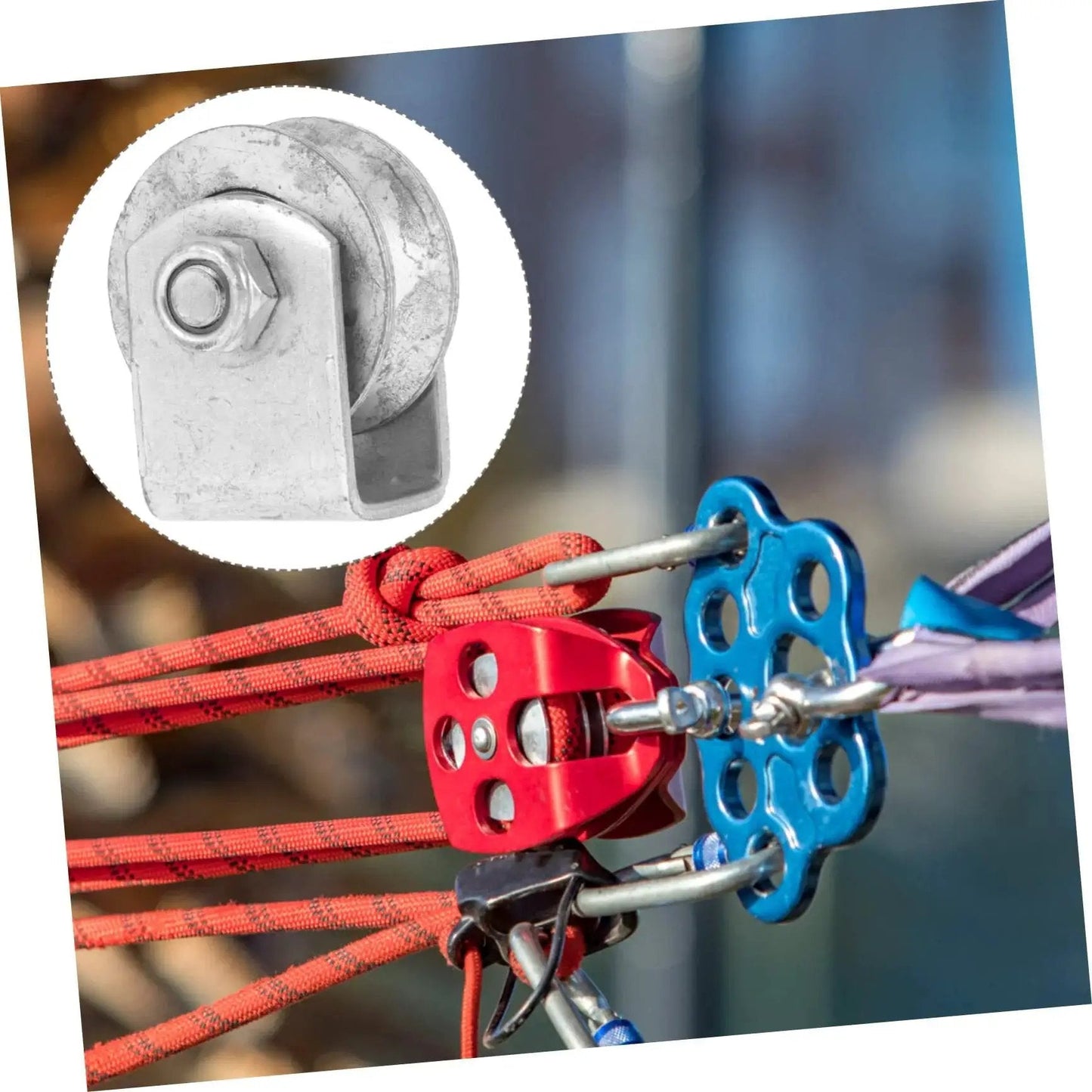 Industrial Cast Iron Groove Wheel Garage Door Roller for Caster Bracket with embedded steel bearing, shown with mounting hardware