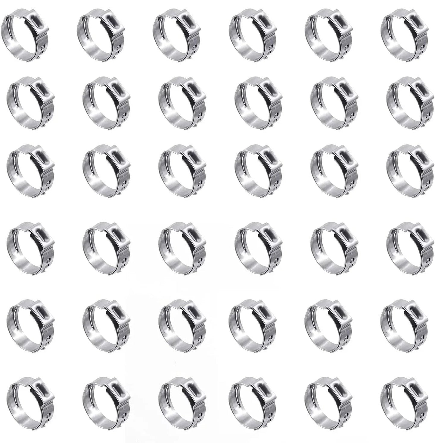 40 Pack 15.3mm To 18.5mm Single Ear Hose Clamps PEX Cinch Clamps Stainless Steel 304 for plumbing and marine use.