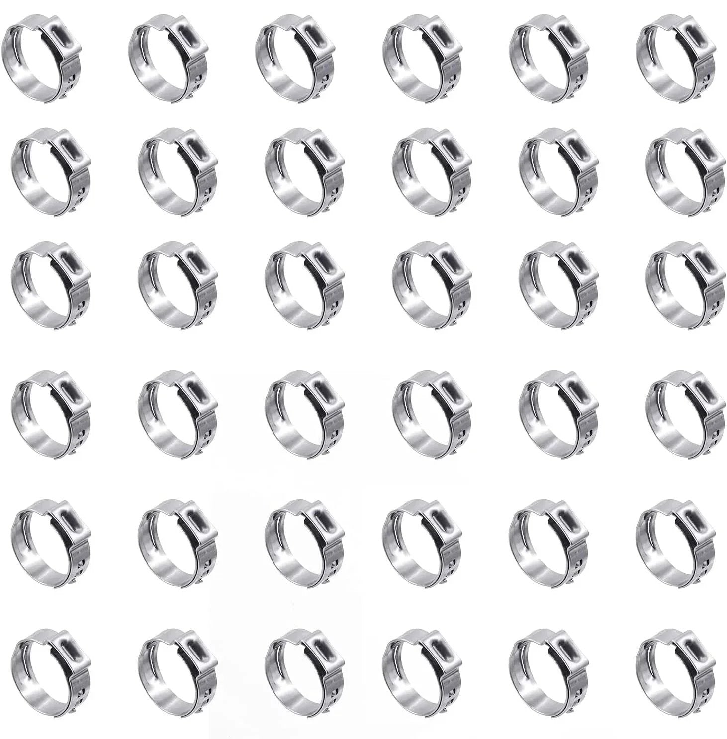 40 Pack 15.3mm To 18.5mm Single Ear Hose Clamps PEX Cinch Clamps Stainless Steel 304 for plumbing and marine use.