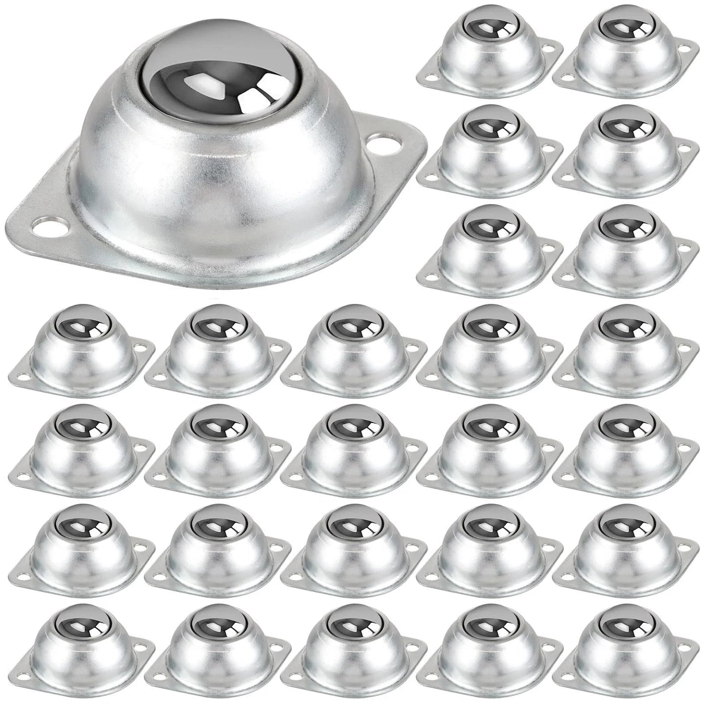 32-Piece 1 Inch Roller Ball Transfer Bearing Set With Flange Mounted Carbon Steel Round Ball Transfer Units For Universal Rotation Ball Casters For Conveyors Roller Stands And Transmissions Load Capacity 400 Lbs