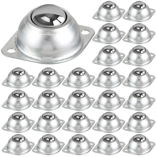 32-Piece 1 Inch Roller Ball Transfer Bearing Set With Flange Mounted Carbon Steel Round Ball Transfer Units For Universal Rotation Ball Casters For Conveyors Roller Stands And Transmissions Load Capacity 400 Lbs